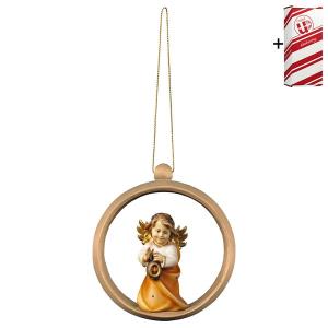 Heart Angel with lantern Wood sphere + Gift box