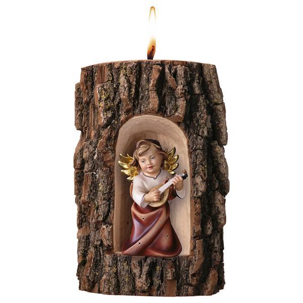 Heart Angel with lute in Grotto elm with candle - Colored