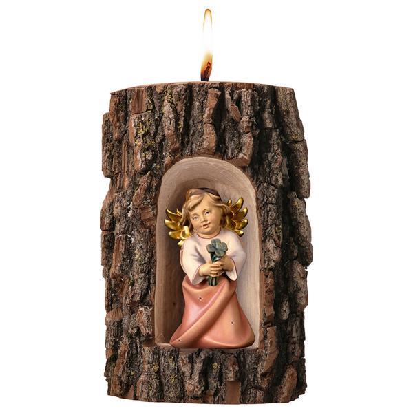 Heart Angel with fourclover in Grotto elm with candle - Colored