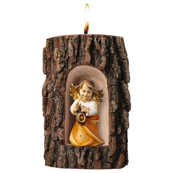 Heart Angel with lantern in Grotto elm with candle - Colored
